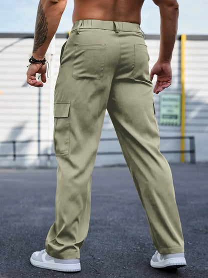 Men's Workwear Pants Wear-Resistant Sports Straight Leg Loose Summer Multi-Pocket Casual Trousers