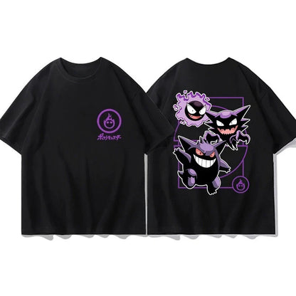 Short Sleeve T-Shirt Gengar Psyduck Mewtwo Printed Men's Boys and Girls Summer New Fashion Top