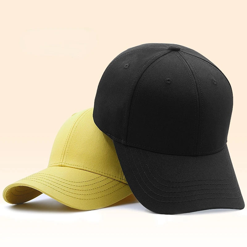 Hard Cotton Big Size Baseball Hat Woman Solid Color Sun Cap Hiphop Man Plus Size