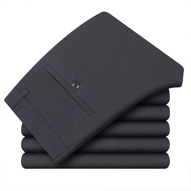 Mens Business Casual Pants Elastic Dress Pants Classic Fit Men Formal Suit Pants Navy Trousers M-3XL