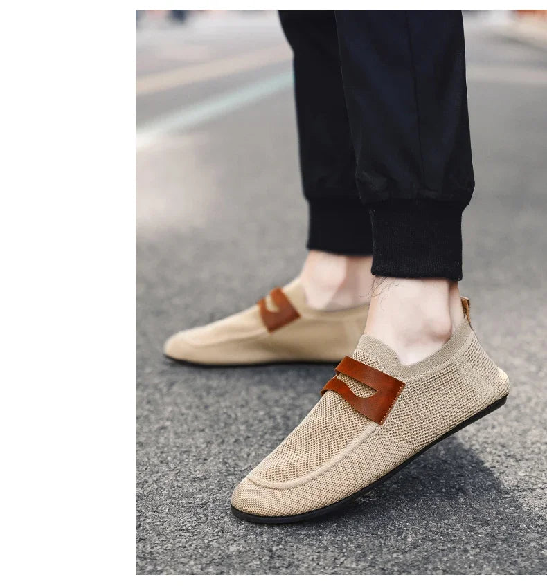 Men's Non Slip Loafers Thin Bottom Breathable Casual Slip on Lightweight Fashion Loafer Comfortable Driving Office Shoes