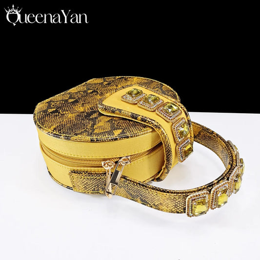 Luxurious Italian Women's Party Shoes&Bag Set Elegant Golden Rhinestone  Sandals with Peep Toe High Heels Wedding