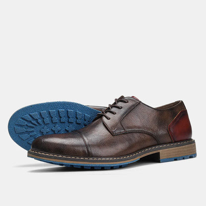 2025 New Casual shoes Retro Men's Derby Shoes Men Fashion Leather Shoes