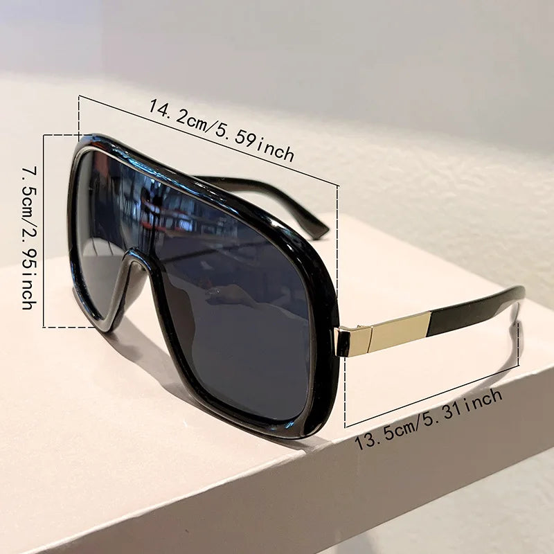New Big Frame Sunglasses Women Men Luxury Goggle One Piece Sun Glasses Female Vintage Brand Designer Punk Shades UV400 Eyewear