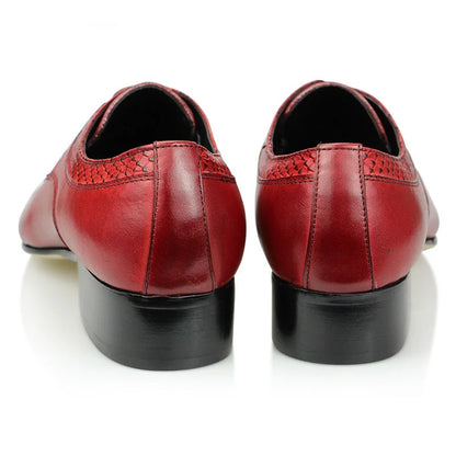 Wedding Red Shoes For Men Lace Up Fashion Derby Shoes Formal Business Office Genuine Leather Pointed Toe Dress Man Shoe