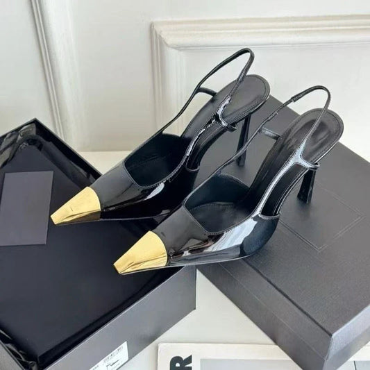 2026 New Summer Style Pointed Toe Stiletto Sandals with Single Strap, Microfiber Lining, Rubber Sole, Sexy High Heels
