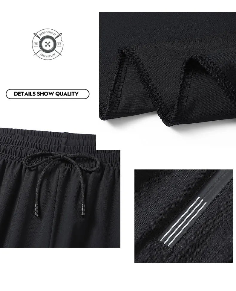 Breathable Elastic Men Running Sport Pants Ice Silk Jogging Thin Sweatpants Casual Outdoor Training Gym Fitness Trousers 8XL