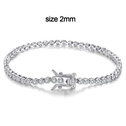 2mm Moissanite Tennis Bracelet for Woman Men Hip Hop Chain with GRA 100% Sterling Sliver 18k White Gold Plated Bracelet