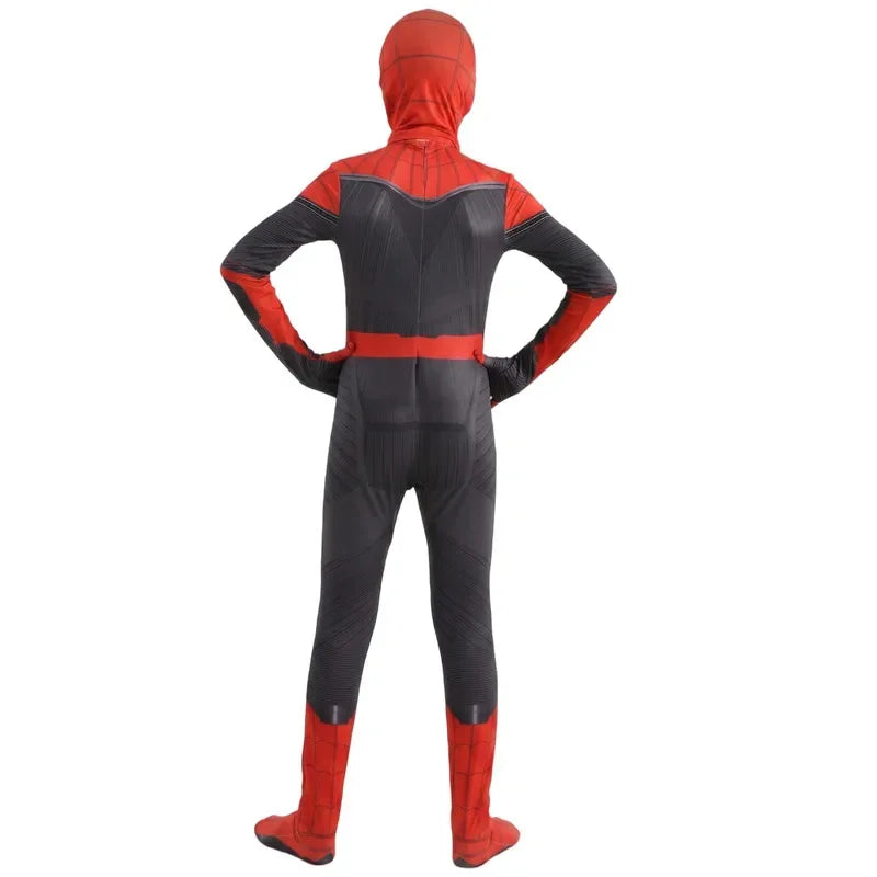 Boys Girls Superhero Costume Spider Web Jumpsuit With Mask For Kids Party Cosplay Movie Character Outfit Birthday Gift Play Cost