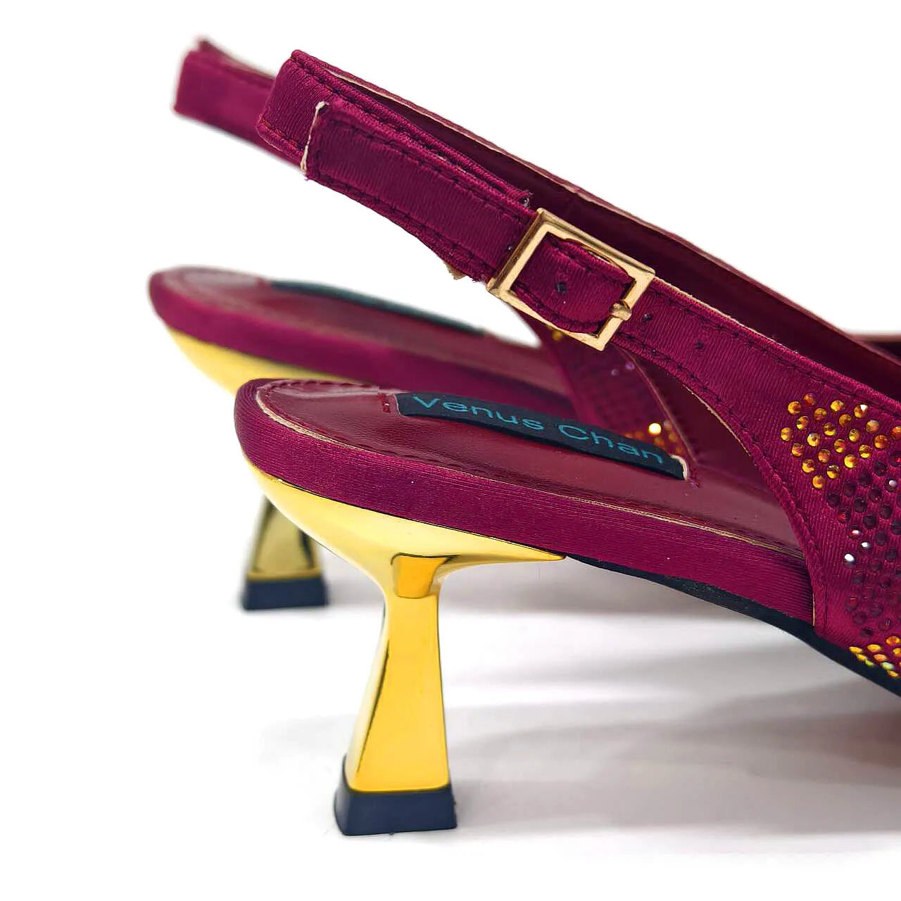 Italian Design Rhinestone Luxury Wine Colour Pointed Toe Shoe & Bag Set Women's High Heels for Parties