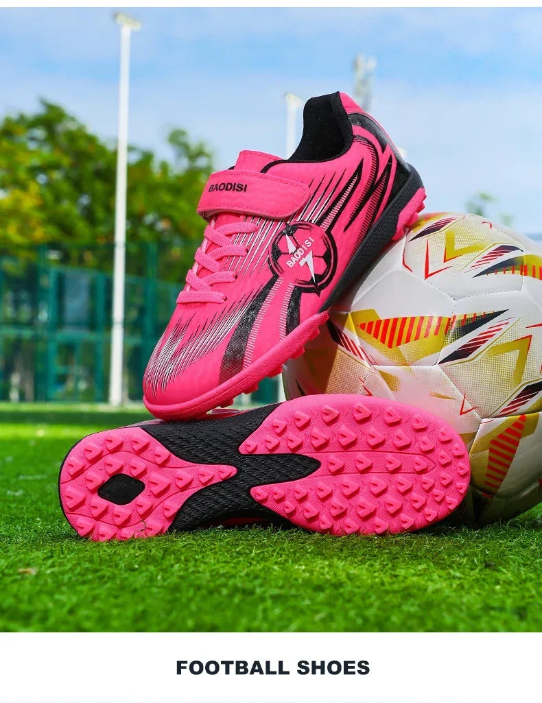 Kids Football Shoes Turf Soccer Cleats Non Slip Lightweight Training Sneakers Indoor Outdoor Futsal Boots Breathable Boys Girls