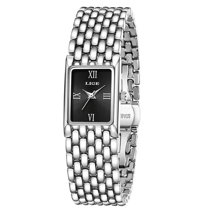 New Design Ladies Watch Fashion Quartz Wristwatch Silver Simple Square Women Watches Luxury Stainless Steel Folding Clock