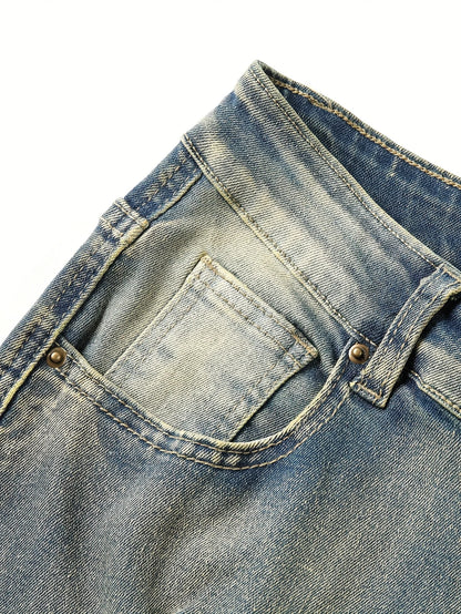 European and American men's ripped stretch jeans with fringe - the best choice for fashion wear