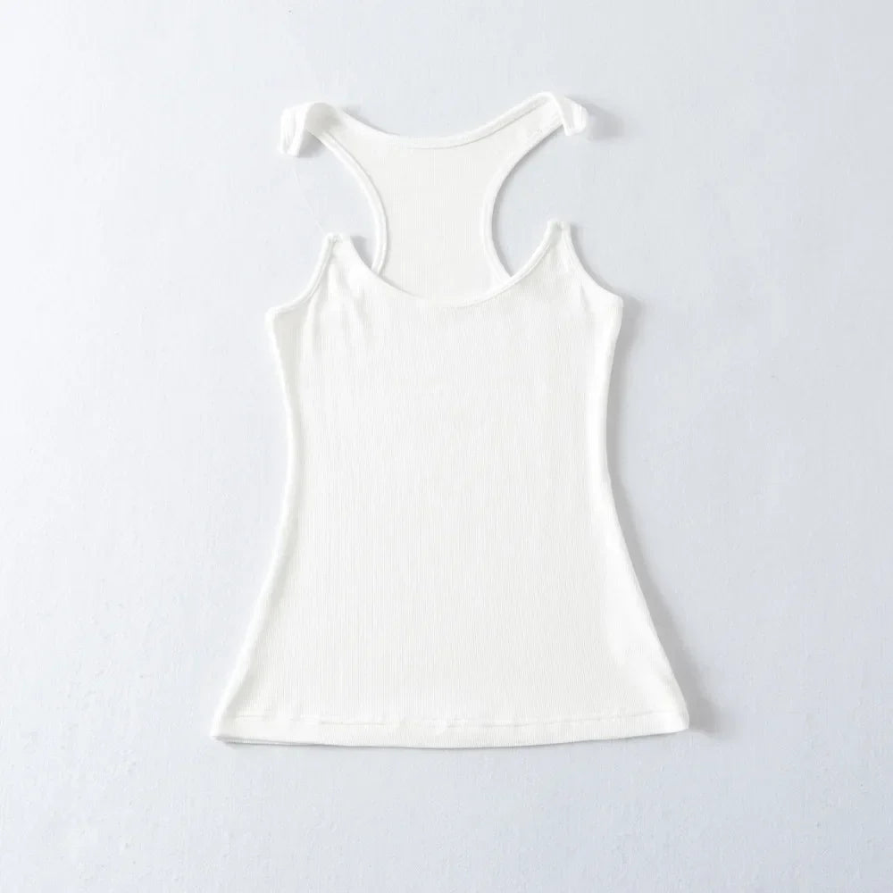 Women Ypro Ribbed Invisible Strap Tank Top Camis Tee