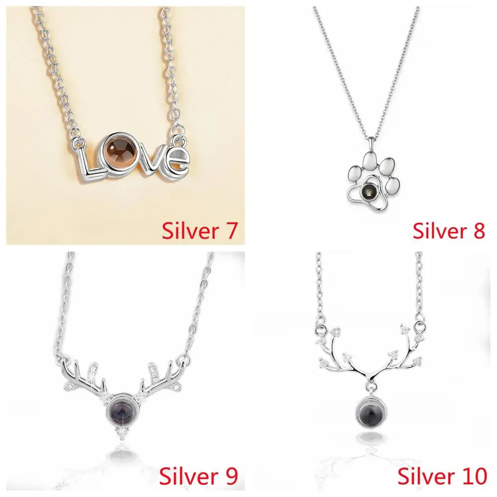 Letter Projection Necklace 100 Languages I Love You Pendant Necklace Women Jewelry Collier Femme Bijoux Best Friends Gifts