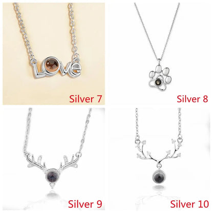 Letter Projection Necklace 100 Languages I Love You Pendant Necklace Women Jewelry Collier Femme Bijoux Best Friends Gifts