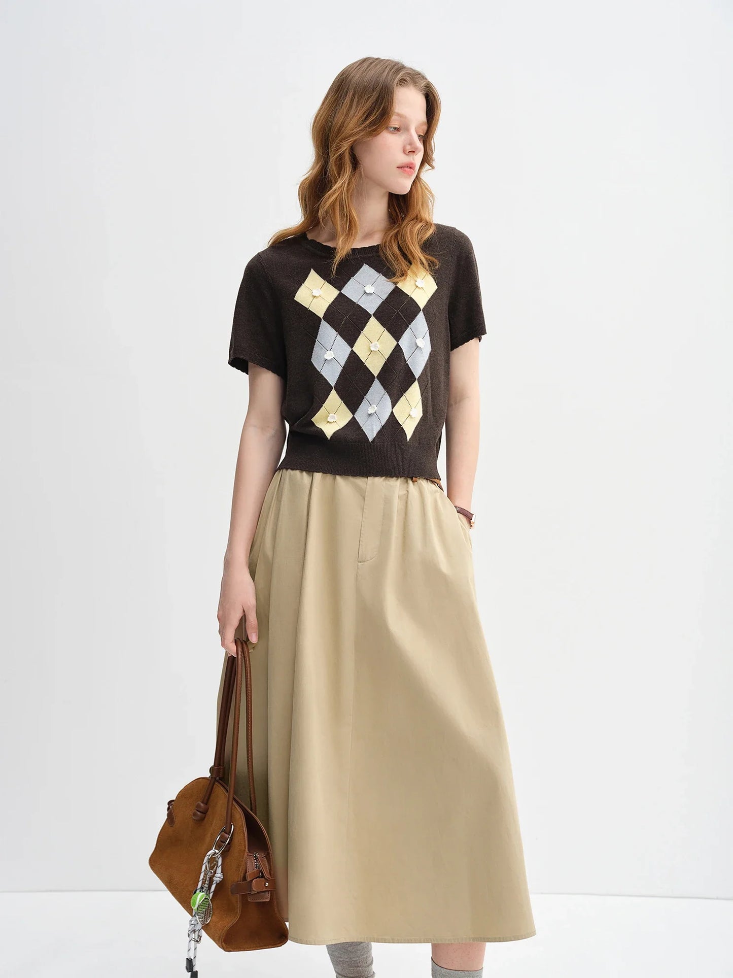 Women's Wide Waist High Waist A-line Skirt 2025 Autumn New Arrival Casual Workwear Style Skirt for Women 25DS83134