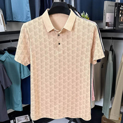 Hot Luxury Brand Man Short-Sleeved Polo Shirt Button Lapel European American Style Spring New T-Shirt Casual Fashion Men's Wear