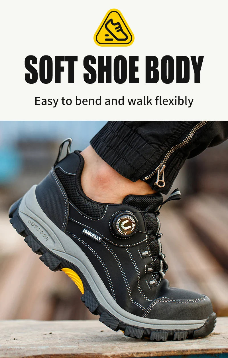 Men's Steel Head Safety Shoes Puncture And Smash Resistant Lightweight Sole Breathable Upper for Outdoor Workshop Work Shoes