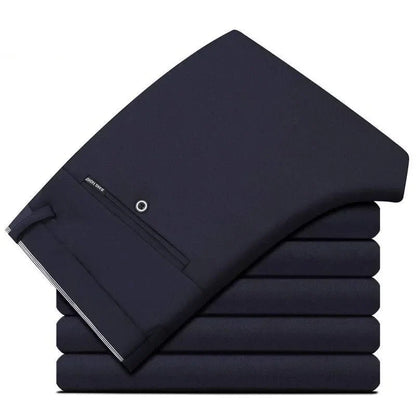 Men‘s Suit Pants Business Office Male Dress Pants Elastic Wrinkle Resistant Big Size Classic Casual Trousers Black Navy Blue