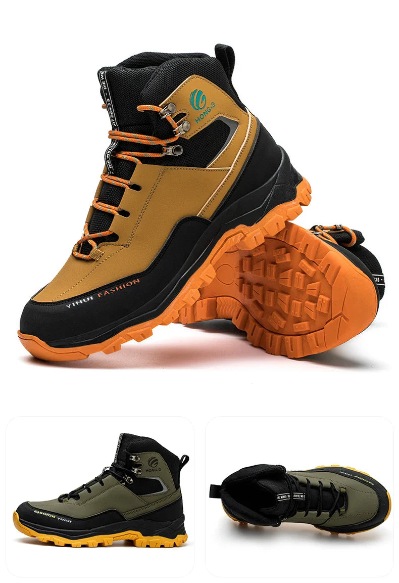 Men's Safety Shoes Steel Toe Anti Smash Safety Boots Puncture Proof Construction Wear-Resistant Work Boots