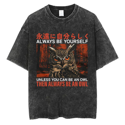 I Do Not Think Therefore I Do Not Am T-shirt Funny Japanese Style Opossum Vintage Washed T Shirt Unisex Fashion Humor T-shirts