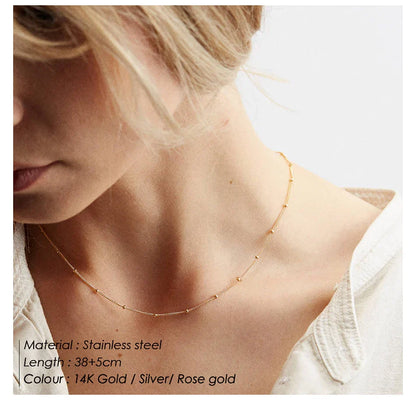 Gold Color Stainless Steel  Chain Choker Necklace Women Chain Necklace Sets for Women gift