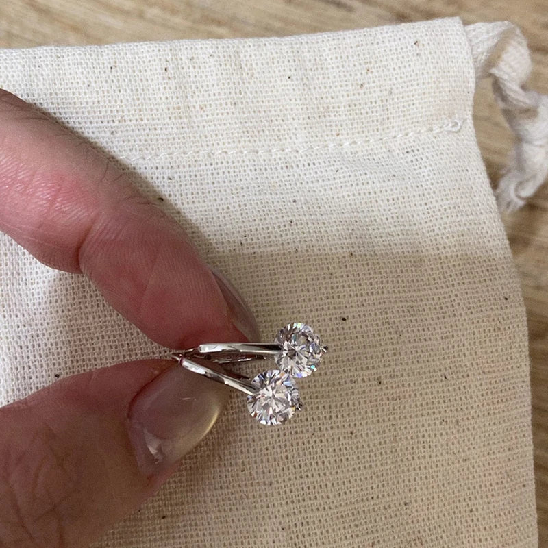 6.5mm 2CTTW Moissanite Wedding Hoop Earrings for Women Charm Lab Diamond Earring Fine Jewelry 100% S925 Sterling Silver