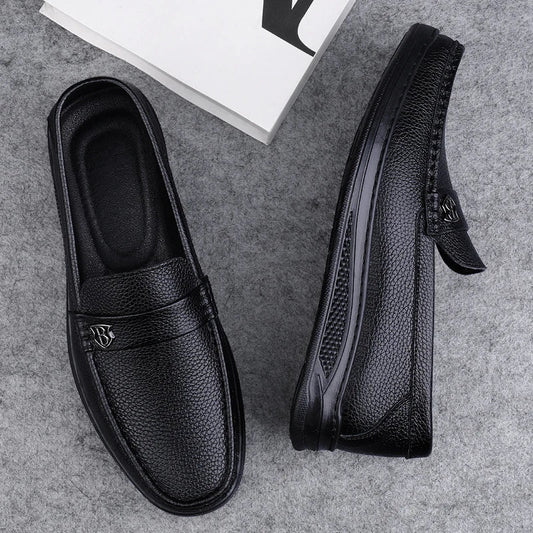 Sapatos Casuais Masculinos de Couro Genuíno Feitos à Mão Plataforma Slip-on Sapatos de Caminhada ao Ar Livre Calçados Mocassins Respiráveis Tênis