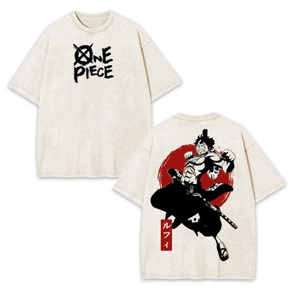 Anime Derivatives Printed Washed T-shirt Men and Women Summer Fashion Trend Street Harajuku Popular Comfortable Top