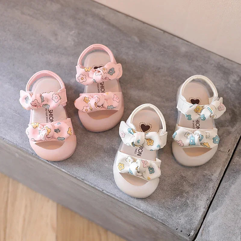 Summer Kids Sandals Cute Bow Baby Girl Shoes Soft Bottom First Walkers Princess Sandals