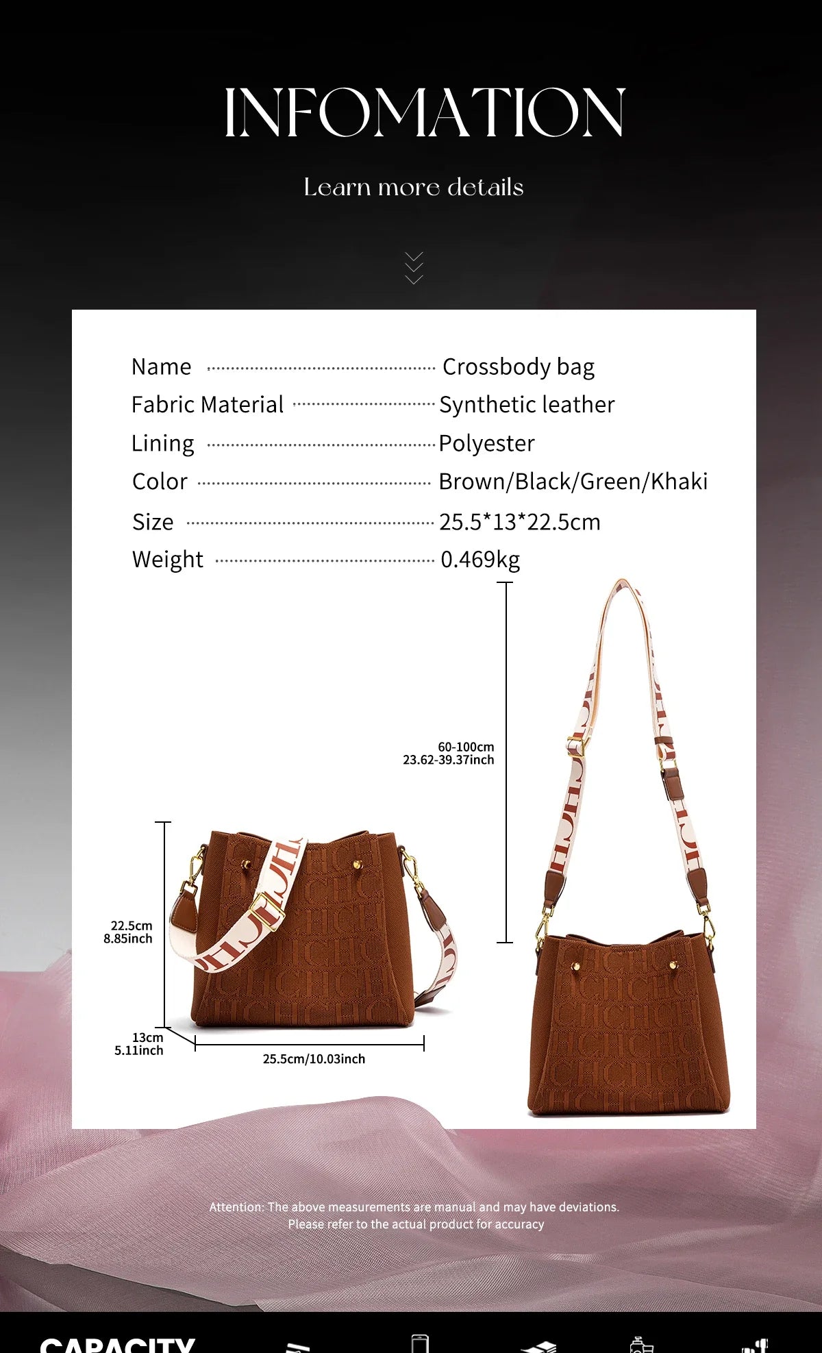 Women's Shoulder Bag New Magnetic Buckle Khaki Shoulder Bag Large Capacity