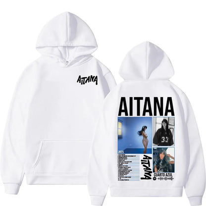 Singer Aitana Cuarto Azul Tour Graphic Hoodies Men Women's Retro Fashion Aesthetic Sweatshirt Fleece Casual Pullovers Streetwear