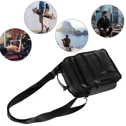 Leather Shoulder Bag for Men Small Crossbody Backpack Shoulder Bag with Adjustable Shoulder Straps PU Leather Chest Bag Daypack