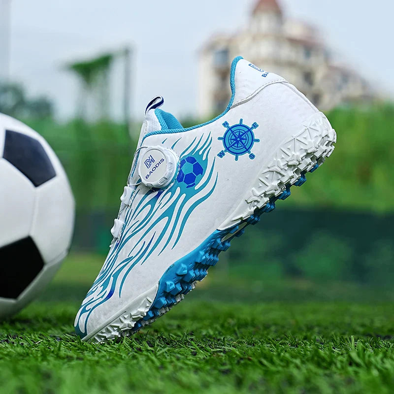 Kids Turf Soccer Cleats Children Football Shoes Breathable Lightweight Training Sneakers Non-Slip Athletic Sport Boots Boys Girl