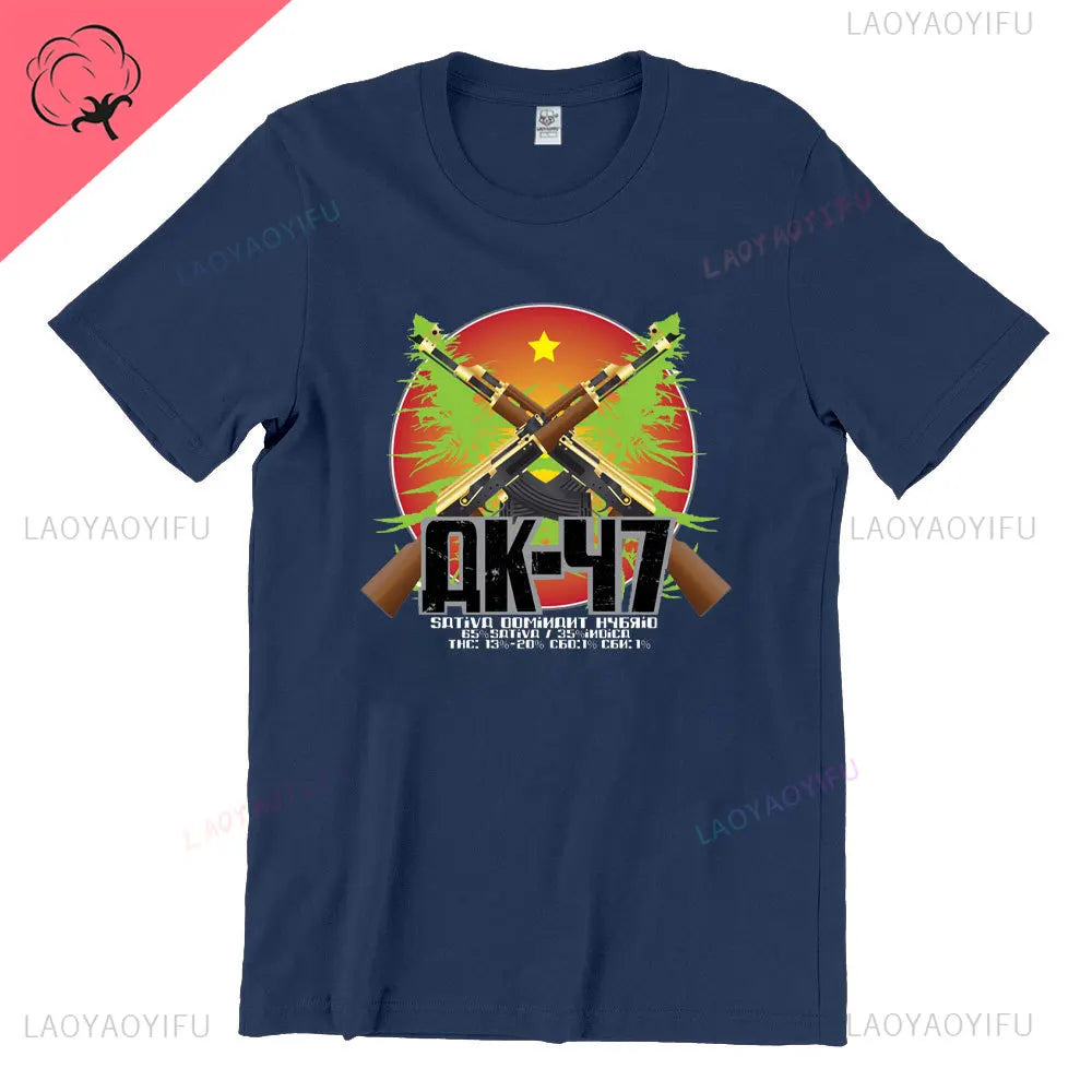 Vintage Classic Man Ak 47 TShirt Casual Fashion Military Fan Printed Cotton Shirt Summer O-neck Breathable Short-sleev Camisetas