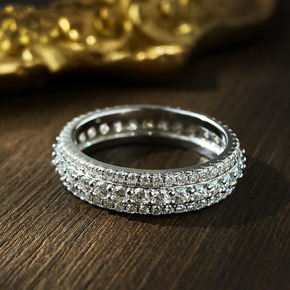 GRA Certified Moissanite Eternity Band Rings for Women s925 Sterling Silver Plated 18k White Gold Wedding Man‘s Rings