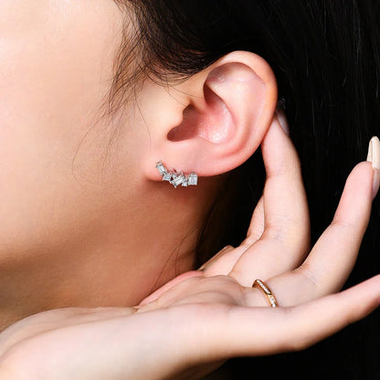 Shiny Synthetic Moissanite Earrings for Women S925 Sterling Silver Geometric Earring Elegant Engagement Wedding Jewelry