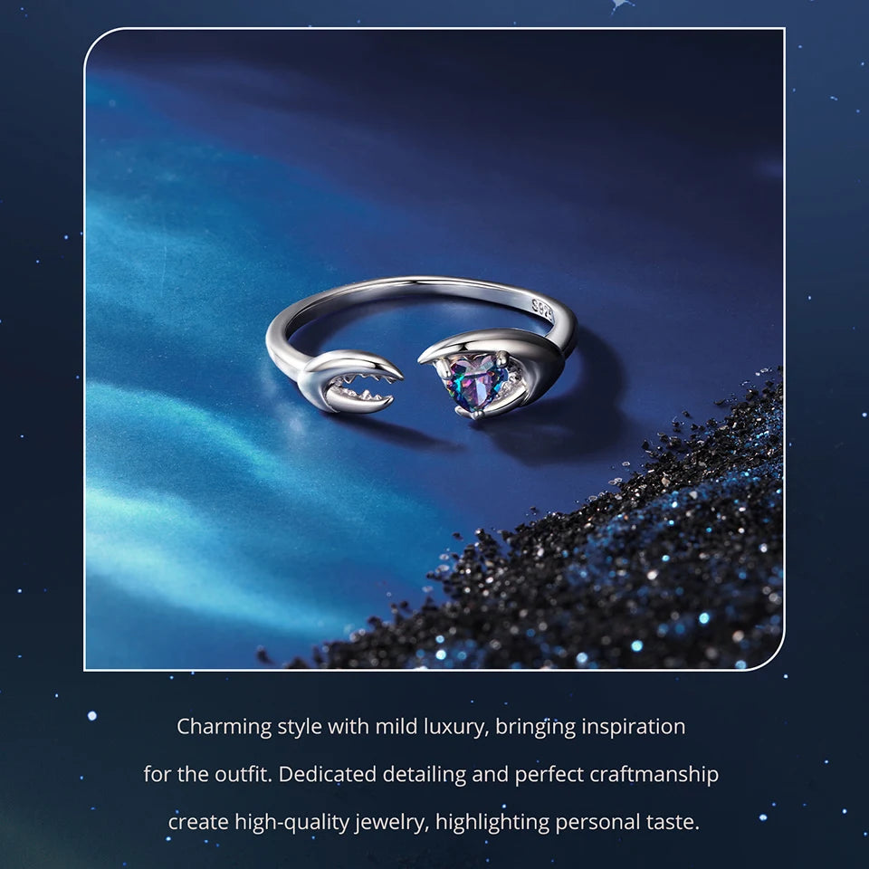925 Sterling Silver Colorful 12 Zodiac Open Ring For Women , Rainbow Zircon Crystal Stackable Rings Girl Family Gift