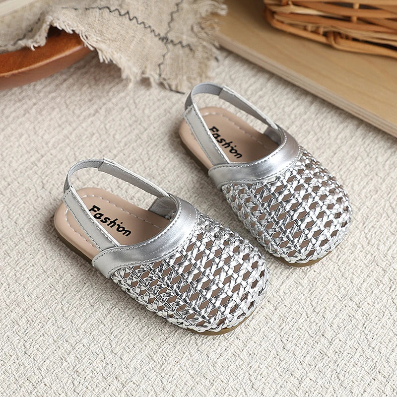 Baby Girls Shoes Braided Sandals for Girls Kids Fashion Hollow Out Leather Shoe Soft Sole Retro Princess Slippers Beach Shoes