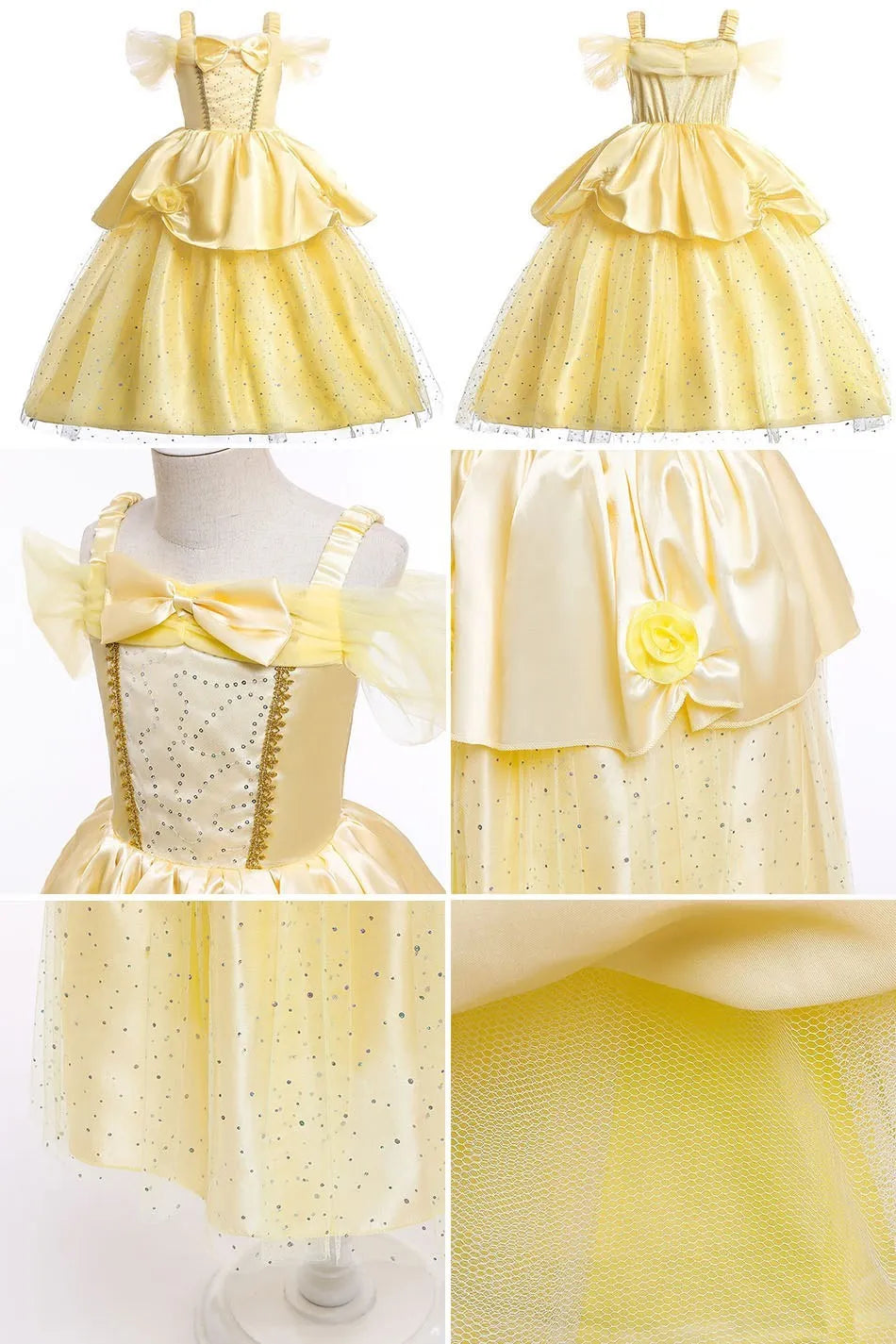 Fantasias de Aniversário para Meninas Vestido Infantil da Bela A Bela e a Fera Fantasia de Princesa Vestido de Bebê para o Natal e Halloween