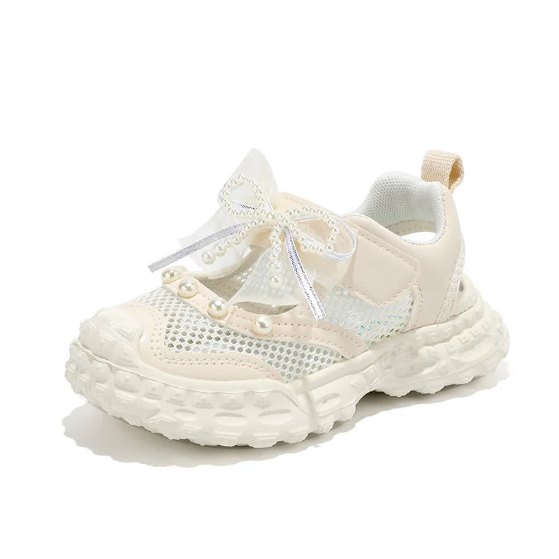 Summer Children School Running Sandals Sweet Breathable Girls Mesh Sports Sandals Non-slip Fashion Kids Princess Cut-outs Shoes