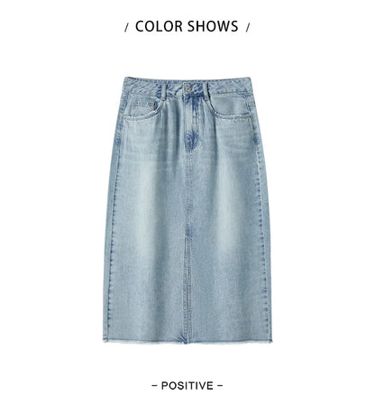 Women Denim Skirt Summer 2024 New Arrival With High Slit And Straight-Cut Design Skirts for Women