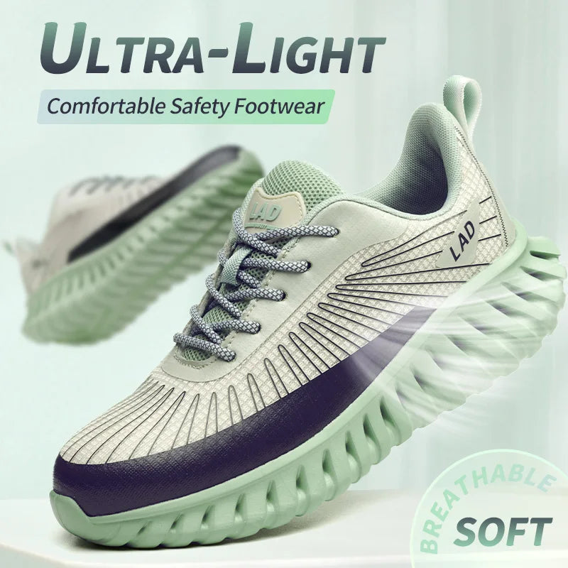 Ultra light soft soled safety shoes for men, anti smashing, comfortable and shock-absorbing work shoes