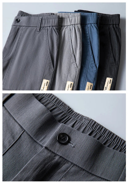 4 Colors Male Casual Pants Spring Summer Thin Cotton Slim Elastic Comfortable Business Trousers Korean Trendy Men Clothes