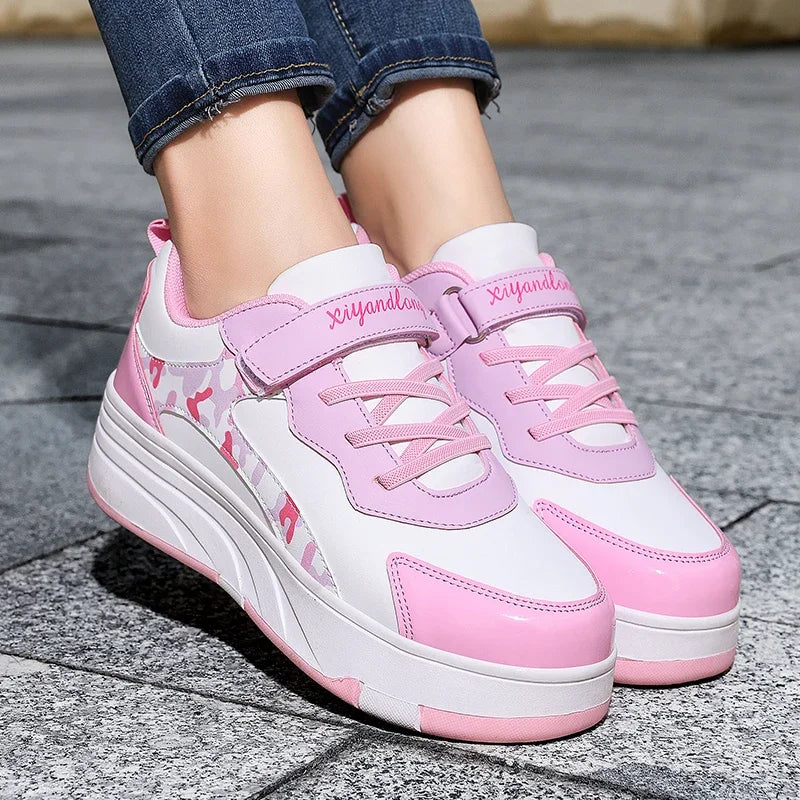 New Roller Skates Sneakers for Children Sports Shoes for Boys Retractable Skates with Removable Sheels Unisex Casual Footwear