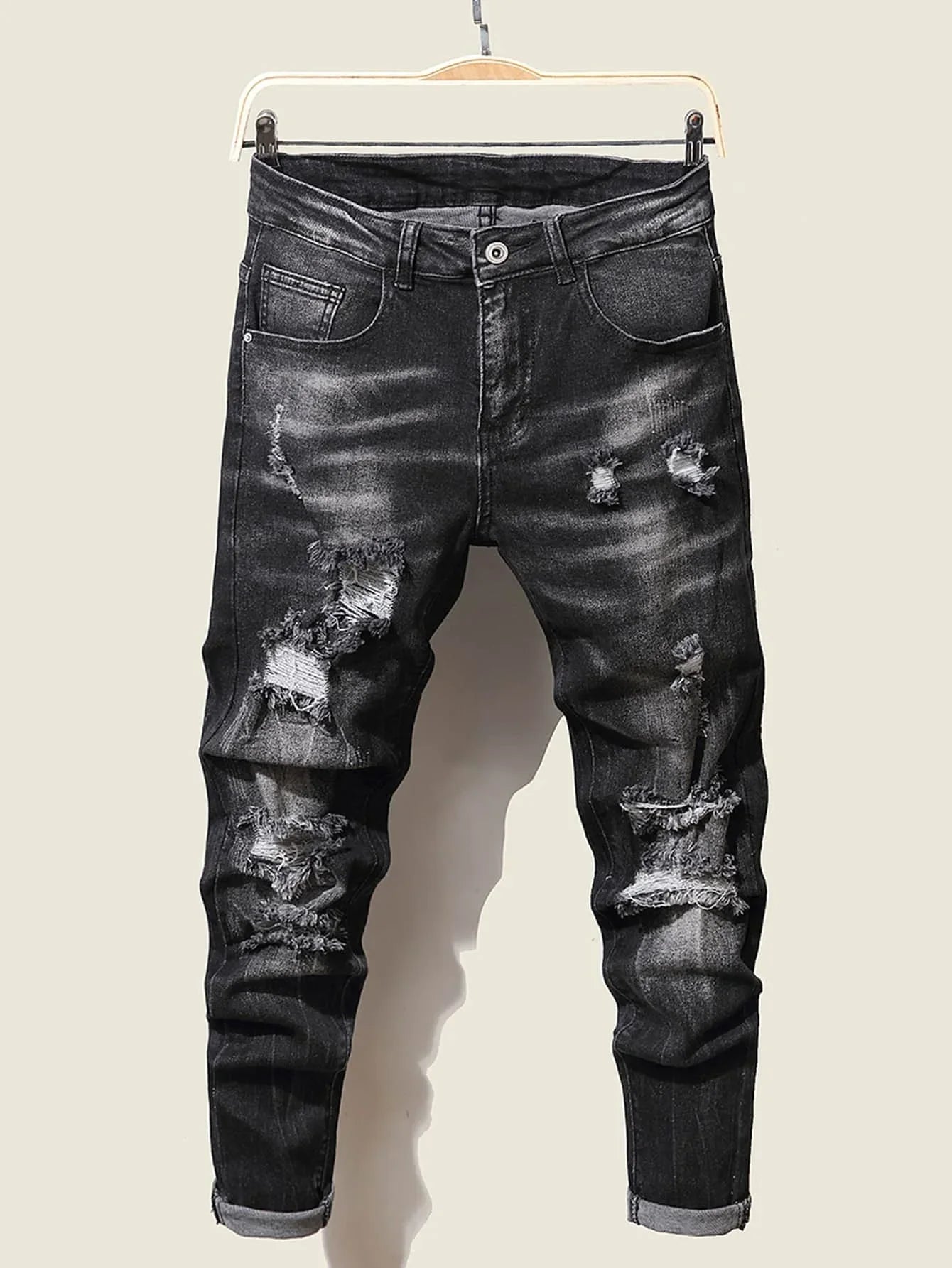 Fashion Men's Jeans Pants Stretch Dark Blue Skinny Jeans For Men Casual Slim Fit Denim Pants Korean Style Male Trousers Jeans