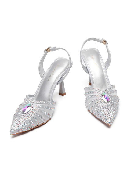 Elegant Fruit Green Women's Heels and Rhinestone Handbag Set - Italian Design for Weddings and Parties