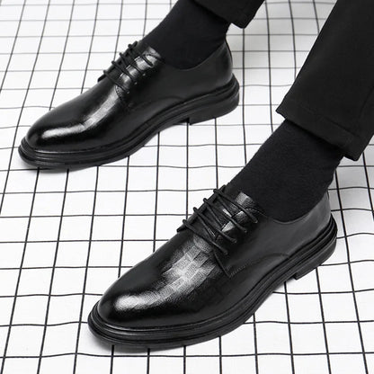 Novos Sapatos Masculinos de Negócios Primavera Outono Sapatos Masculinos de Couro Formais Tênis Masculinos Casuais da Moda Social Elegante Tendência Solado Reto