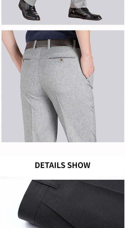 Mens Summer Autumn Grey Dress Pants Formal Business Classic Suit Pants Casual Dress Suit Office Work Slim Fit Male Trousers